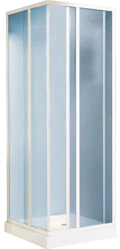 Giava S 03 M BI Cabina Doccia Smeralda Ad Angolo a 2 Ante Scorrevoli, Estensibilità Lati 68/80 cm + 79/90 cm, Profili in Alluminio Verniciato Bianco Ral 9010 Lucido, Lastre in Polistirene
