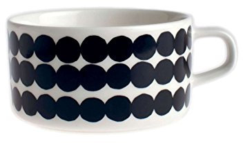Marimekko - Teetasse, Tasse - Oiva-Siirtolapuutarha - Steingut - Weiß-Schwarz - 250 ml - 1 Stück