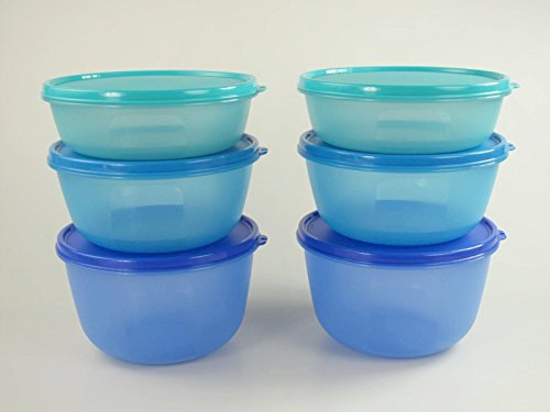 TUPPERWARE Set Ciotole Multiple 2,0 L (2) + 1,5 L (2) + 1,0 L blu turchese (2)