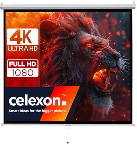 celexon Basic Écran de Projection Manuel 135 | 240x240 cm 1:1 | Écran Extensible Full-HD 4K pour Le Home Cinéma & présentations de Bureau | écran adapté au Montage au Plafond ou au Mur