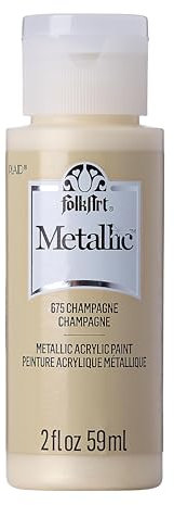 FolkArt JA675 Metallic Acrylic Paint in Assorted Colors (2 oz), 6102, 2 Ounce champagne