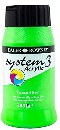 Daler Rowney System3 Fluorescent Green 500ml Acrylic Paint Tube - Acrylic Painting Supplies for Artists and Students - Artist Paint for Murals Canvas and More - Art Paint for Any Skill Set