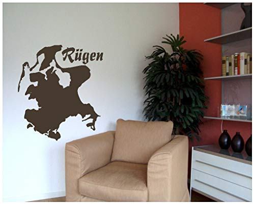 Samunshi® Wandtattoo Insel Rügen Wandaufkleber 42 x 50cm enzian