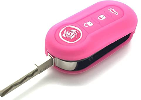 100% EN SILICONE À 3 BOUTONS POUR CLÉ DE PROTECTION RIGIDE FIAT 500 ABARTH 500 FIAT GRANDE BRAVA PUNTO PaNDA STILO LINEA (ROSE VIF)