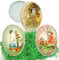 alles-meine.de GmbH 2 TLG. Set Ostergras & Füll - Pappei 15 cm - Vintage & Nostalgie Hasen - Osterei/Ei zum befüllen - Deko Pappe Papp Pappeier Dekoei Pappostereier Fülle..
