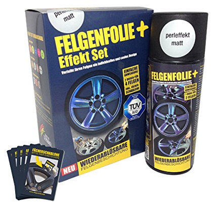 mibenco 71000031 FELGENFOLIE+ Effekt Set, 2 x 400 ml, Perleffekt - Flüssiggummi Spray / Sprühfolie - Neue Effekt-Farbe und Schutz zum Felgen lackieren