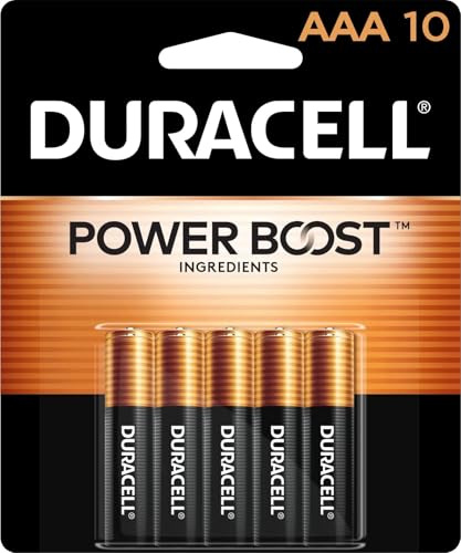Duracell Coppertop AAA Batteries with Power Boost Ingredients, Triple A Batteries, 10 Count (Pack of 1) for Household and Office Devices, Alkaline AAA Battery