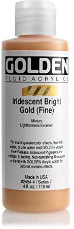 Or 0002454-4 4 oz - 118ml - Peintures acryliques Fluid Iridescent peinture Bouteille de couleur - brillant OR - Fine