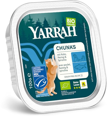 Bio Yarrah Bio Katze Schale Bröckchen getreidefrei Fisch (MSC) 2 x 100 g