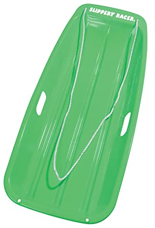 Slippery Racer Downhill Sprinter Flexible Kids Toddler Plastic Cold-Resistant Toboggan Snow Sled with Pull Rope and Handles -35 Inch (Green, 1 Pack)