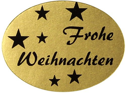 100 Etiketten/Aufkleber Frohe Weihnachten Weihnachtsaufkleber Weihnachtssticker 25 x 18 mm Haftpapier auf Rolle, ab 500 mit Spender