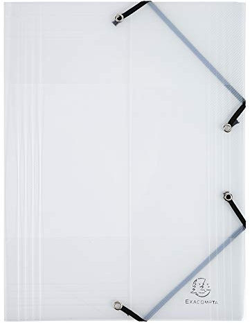 Exacompta 56742E Einschlagmappe Crystal DIN A4 mit 3 Klappen und 2 Gummizügen, aus transparentem stabilem Kunststoff Sammelmappe Dokumentenmappe für Büro und Schule transparent