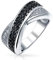 Bling Jewelry Zweifarbiger Schwarz-Weiß-Pavé-Zirkonia-CZ-Criss-Cross-X-Band-Ring für Damen für Freundin .925 Sterlingsilber