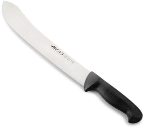 Arcos Cuchillo carnicero con Hoja Acero Inoxidable Nitrum 300 mm. Cuchillo cocina profesional cortar carne, pescado y verduras. Mango ergonómico polioximetileno. Serie 2900. Color negro.