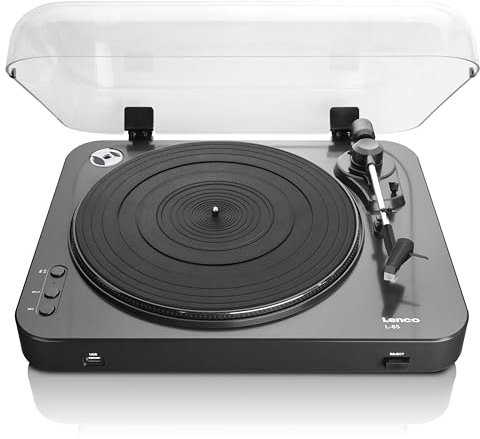 LENCO L-85 Giradischi con Registrazione diretta su USB Key, Semi-automatico, Testina magnetica, Nero Laccato