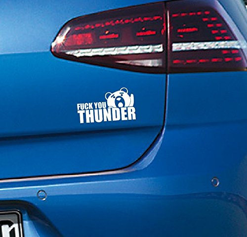 Dinger-Design TED Fuck You Thunder Aufkleber Sticker Tuning Decal Stickerbomb 14x8 cm weiß