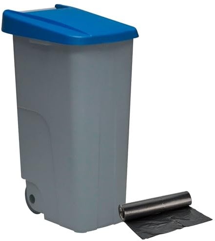 Denox DEN031 Contenedor Reciclo 110 litros Cerrado, Azul, 420x570x880 mm
