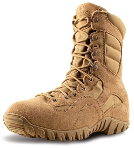 Belleville Khyber TR550 - Stivali da combattimento da uomo, leggeri, caldi, multi-terreno, in pelle marrone coyote e nylon, con suola Vibram Traction, Coyote, 44 EU