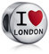 Voyage Tourisme Angleterre Royaume-Uni Mots Cœur J'Aime Londres Charme Perle Pour Femmes Adolescents Émail Argent Sterling .925 Convient Au Bracelet Européen