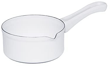 Riess, 0034-033, Babystielkasserolle 14 cm, CLASSIC- WEISS, Inhalt 0.75 Liter, Emaille, weiss, Induktion