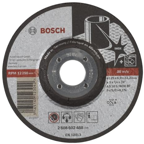 Bosch 1x PRO Stainless Steel Longlife Grinding Disc for Small Angle Grinder and Bore 22.23 mm (for Stainless steel, Ø 125 mm, Professional Accessory Small Angle Grinder)