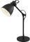 EGLO Tischlampe Priddy, 1 flammige Vintage Tischleuchte im Industrial Design, Retro Lampe, Nachttischlampe aus Stahl, Farbe: Schwarz, weiß, Fassung: E27, inkl. Schalter