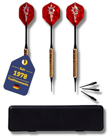 BEST SPORTING Safety-Dartpfeile Fortune I 3 Dartpfeile mit Kunststoffspitze & Messinghülse I Softdart-Set I E-Dart Pfeile in 16, 18 oder 21 g I inkl. Ersatzspitzen & Dart-Etui