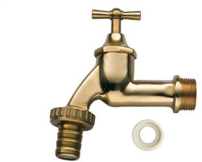 Auslaufhahn Absperrhahn Wasserhahn messing 3/4', inkl. Teflonband für Ihre Regentonne bzw. Regenwassertonne oder Regenwassertank