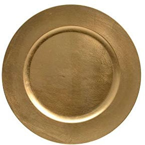 Kaemingk Dekoteller Platzteller Weihnachtsteller Adventsteller Plätzchenteller Nikolausteller Weihnachten gold, Kunststoff, Rund, Ø 33 cm, Einfarbig, Einstückig, Dinnerplate, Teller