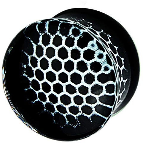 Piersando Ohr Plug Piercing Ear Flesh Tunnel Ohrpiercing Schmuck Ohrplug aus Glas Schwarz 14mm