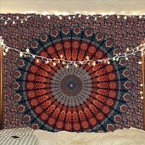 Bless International Telo in stile indiano, hippie, psichedelico, con mandala, da appendere al muro, lenzuolo per letto matrimoniale, 213 x 288-