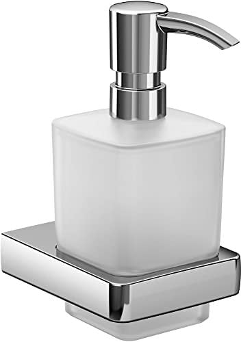 EMCO Trend Seifenspender für Flüssigseifen, Glas satiniert, Inhalt 155ml, Badaccessoires, Wandmontage, 22100101, Grau