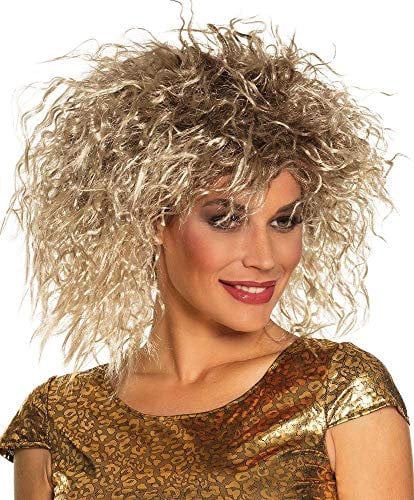 Boland 86374 - Perücke Rock Queen, für Erwachsene, Blond-Braun, Lockenperücke, Accessoire, Rockstar, Popstar, 80er Jahre, Motto Party, Karneval