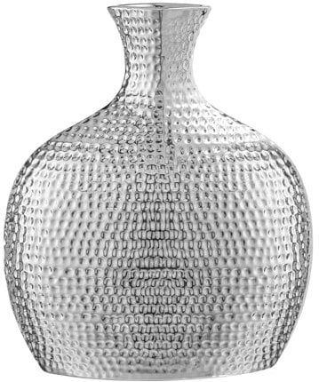 Torre & Tagus Helio Gehämmerte Keramik-Flaschenvase, hoch, silberfarben, Silber, Tall