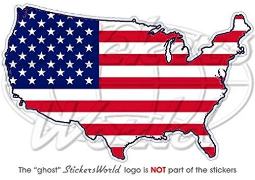 StickersWorld USA Vereinigte Staaten von Amerika, Vinyl-Sticker Landkartenflagge Amerika, Aufkleber, 120 mm