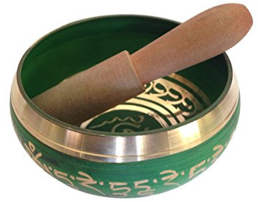 Green Tara Bol chantant tibétain avec mantra Bouddha de la compassion Coussin en soie