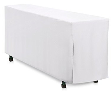 Hans-Textil-Shop Biertischhusse 220x70 cm Weiß Baumwolle Linon Bodenlang (Kochfest, Pflegeleicht, Schadstoffgeprüfter Stoff, Trocknergeeignet)