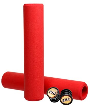 ESI Grips Racer's Edge - Silicone MTB Grips - Thin and Light Handlebar Grips - Extra Light Bike Grips (Red)