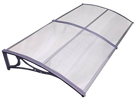 TRUTZHOLM Haustürvordach 100 x 300 cm grau Haustürdach Haustür Pultvordach Kunststoff Alu