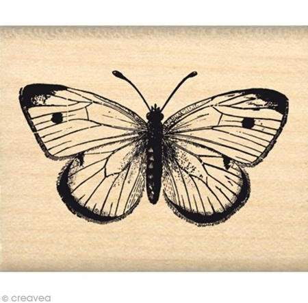 Florilèges Design Scrapbooking-Stempel mit schönem Schmetterling, Holz Gummi, beige, 4 x 5 x 2,5 cm