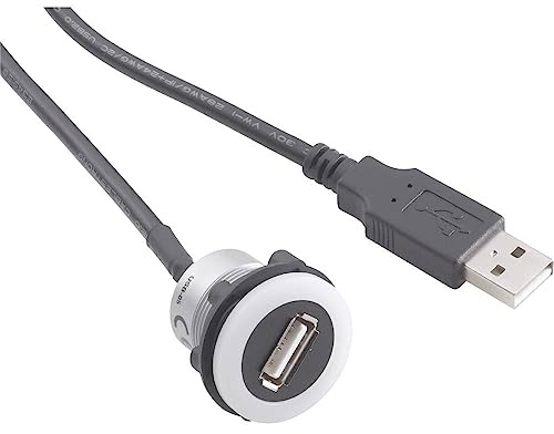 TRU Components USB 2.0 Adapter USB Female Type A, illuminated to USB male Type A with 60 cm USB-05-BK 1229321 1 pc(s)