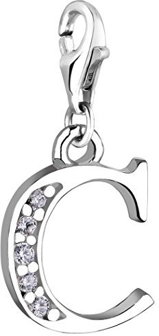 Nenalina Buchstabe C Karabiner Charm Anhänger für Bettelarmband aus 925 Sterling Silber 712703-019