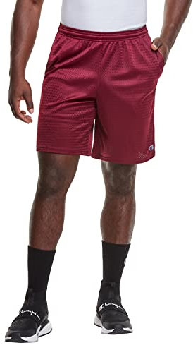 Champion Herren Shorts Lange Netz-shorts mit Taschen, Bordeauxrot, XL