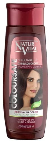 NaturVital - Mascarilla de Pelo ColourSafe, Sin Sulfatos ni Parabenos, para Cabellos Caoba y Cobrizos, con Keratina Vegetal, Aporta Brillo y Color, para Mujeres, 300 ml
