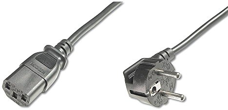 DIGITUS Netz-Anschlusskabel - 5.0 m - CEE 7/7 (Typ-F) 90° auf C13 - Stecker / Buchse - H05VV-F3G - 1.0 mm²