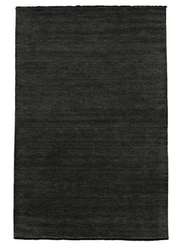 RugVista, Handloom Fringes, Teppich, Mittelflor, 250 x 350 cm, Rechteckiger, Wolle, Flur, Schlafzimmer, Küche, Wohnzimmer, Schwarz/Grau, Grau
