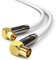 deleyCON 15m TV Cable de Antena HDTV Full HD 2x en Ángulo Cable Coaxial - Enchufe de TV (90° Grados) para Toma de TV (90° Grados) Tapón de Metal - Blanco