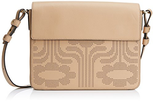 Orla Kiely Punched Climbing Daisy Leather Olivia Bag, Damen Schultertasche Braun Beige