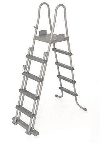 Bestway - Echelle pour piscine hors sol avec plateforme, 4 marches de chaque côté, hauteur 132 cm - (Coloris aléatoire)