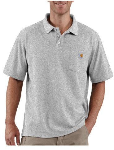 Carhartt Polo A Manica Corta Con Taschino, Vestibilità Ampia, Media Pesantezza, Uomo, Grigio (Heather), XL